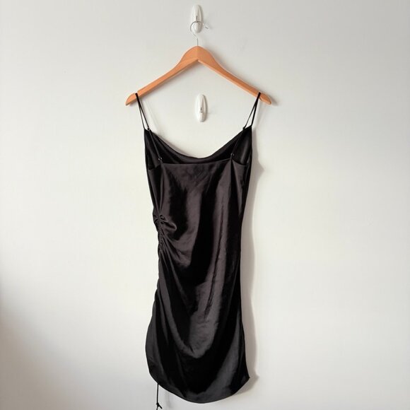 Aritzia Wilfred Sestina Ruched Satin Slip Dress Black Size XXS - Picture 4 of 6